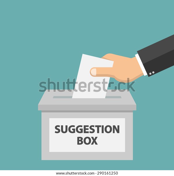 Hand\
putting paper in the suggestion box - Flat\
style