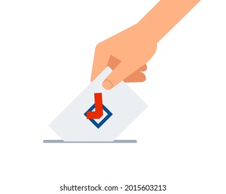 Hand putting vote icon. Clipart image isolated on white background.