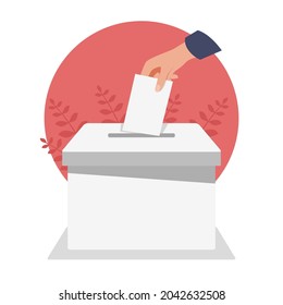 Hand Putting Vote Paper on Election Box in Japan Illustration