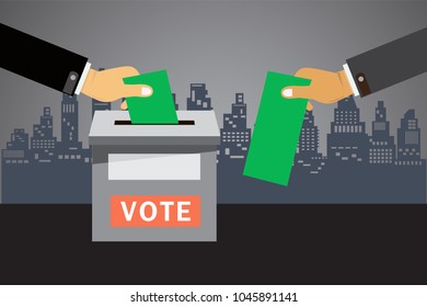  hand putting voting paper in the ballot box