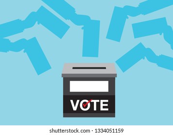  hand putting voting paper in the ballot box, vector design