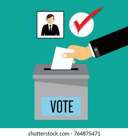 hand putting voting paper in the ballot box 