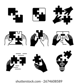 hand puzzale matching vector image