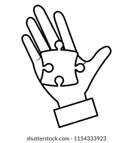 hand with puzzle game piece