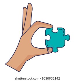 hand with puzzle game piece icon