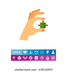 Hand with Puzzle Icon