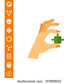 Hand with Puzzle Icon