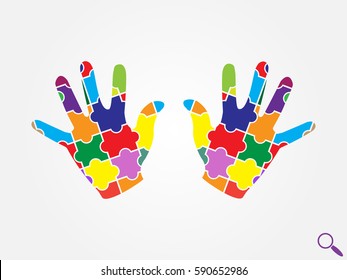 hand puzzle icon, vector illustration eps10