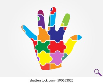 hand puzzle icon, vector illustration eps10