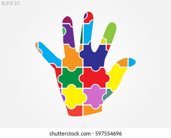 hand puzzle, icon, vector illustration eps10