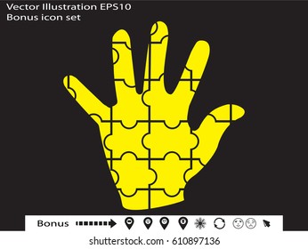 hand puzzle, icon, vector illustration eps10