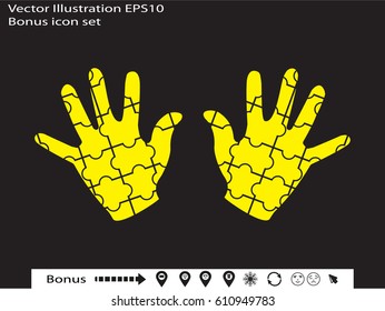 hand puzzle, icon, vector illustration eps10