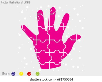 hand puzzle, icon, vector illustration eps10