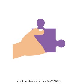 hand, puzzle jigsaw game figure icon. Isolated and flat illustration. Vector graphic
