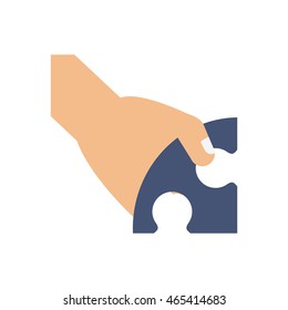 hand, puzzle jigsaw game figure icon. Isolated and flat illustration. Vector graphic