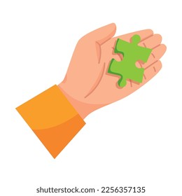 hand with puzzle piece icon