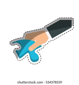 hand with puzzle piece icon vector illustration graphic design