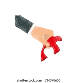 hand with puzzle piece icon vector illustration graphic design