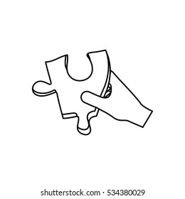 hand with puzzle piece icon vector illustration graphic design