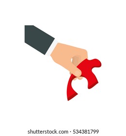 hand with puzzle piece icon vector illustration graphic design