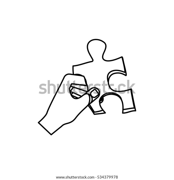 Hand Puzzle Piece Icon Vector Illustration Stock Vector (Royalty Free ...