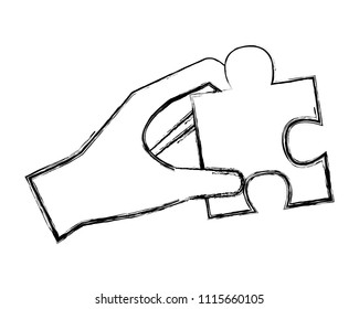 hand with puzzle piece isolated icon