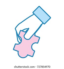 hand  with puzzle piece  vector illustration