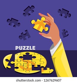 hand with puzzle pieces