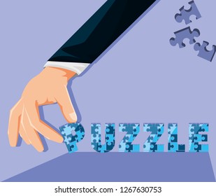 hand with puzzle pieces