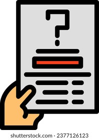 Hand with a question mark for information Line Filled Vector Icon