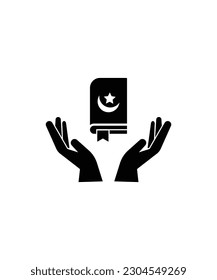 hand with quran book icon, vector best flat icon.