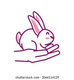 hand with rabbit flat icon