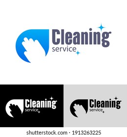 Hand and a rag in the form of a drop of water. Cleaning service company logo template 