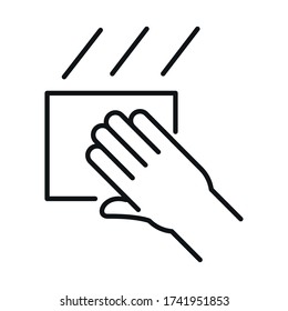 Hand with rag line style icon design, Hygiene wash health and clean theme Vector illustration