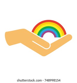 hand with rainbow colors.Rainbow in  hand
