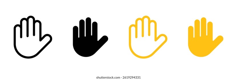 Hand Raise icons set. Stop symbol collection. Vector illustration.