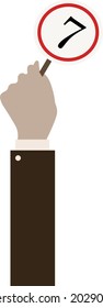 hand raised with card seven