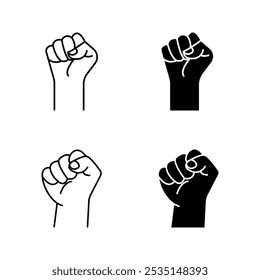 hand raised in a clenched fist icon set color editable