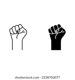hand raised in a clenched fist icon set color editable