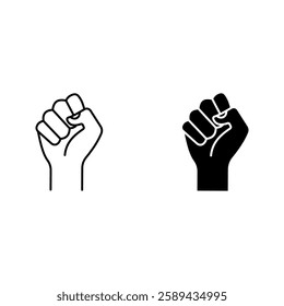 hand raised in a clenched fist icon set color editable