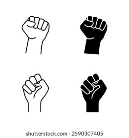hand raised in a clenched fist icon set color editable