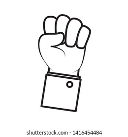 hand raised in fist on white background vector illustration