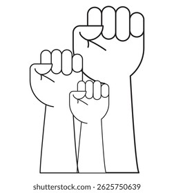 Hand raised icon Flat set in black and white color . eps 10