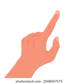 Mão com dedo indicador levantado. Apontando a mão humana isolada sobre fundo branco. Ilustração vetorial