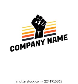 handgezogenes Logo mit mehrfarbiger Linienkombination, die Freiheit, Revolution, Macht