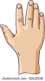 Hand raised in an open hand gesture