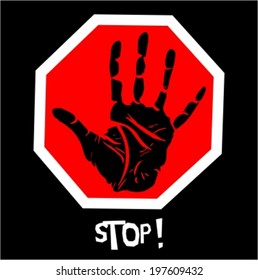 Hand raised in stop sign