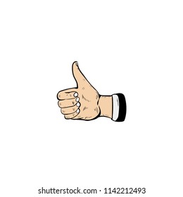 Hand raised Thumb up  doodle icon vector