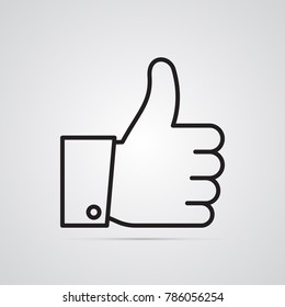 Hand with raised thumb. Illustration for quality, excellence work, high-grade job. Symbol of approval and professionalism