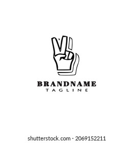 Hand Raised Two Finger Logo Icon Design Template Black Modern Vector